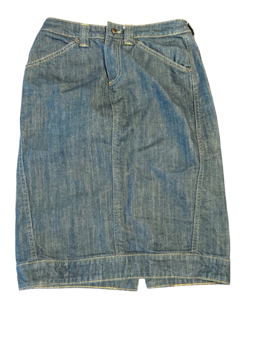 Adolfo Dominguez Vintage Denim Midi Skirt 100% Cotton Straight Jean Skirt EU 36